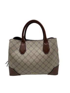 Nine West Grey Monogram Print Pvc Reversible Mini Satchel